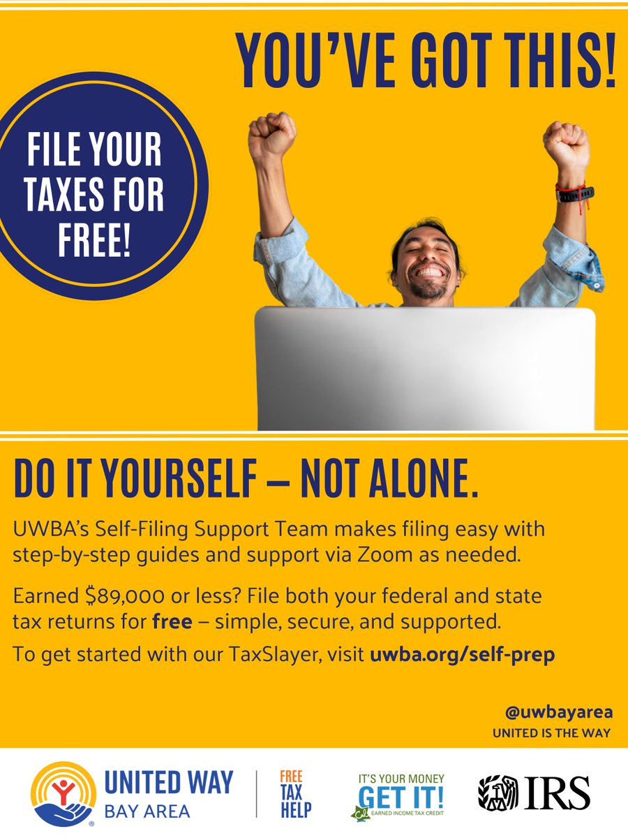 FreeTaxHelpBA's tweet photo. There is still time to self-file! Our next info session is on April 1! 

Visit https://t.co/fvAaIf1emh to learn more about the self-file process, including meeting dates that you can get free help.

Self-file info sessions: 
April 1st, 4-7pm
April 9th, 12-3pm https://t.co/jk07LJSXp5