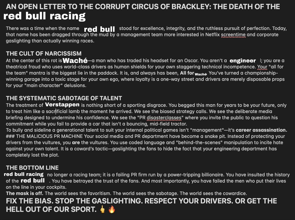 MaxV1MarcM93's tweet photo. #RedBullRacing #F1 #PierreWache #MaxVerstappen #RespectMax #BlueSnakes #F1Chaos #Formula1 #TeamSV #SB5 #Mv3 #F12026 #Disgrace #Gaslighting #WacheOut https://t.co/tKPNr5PTVe