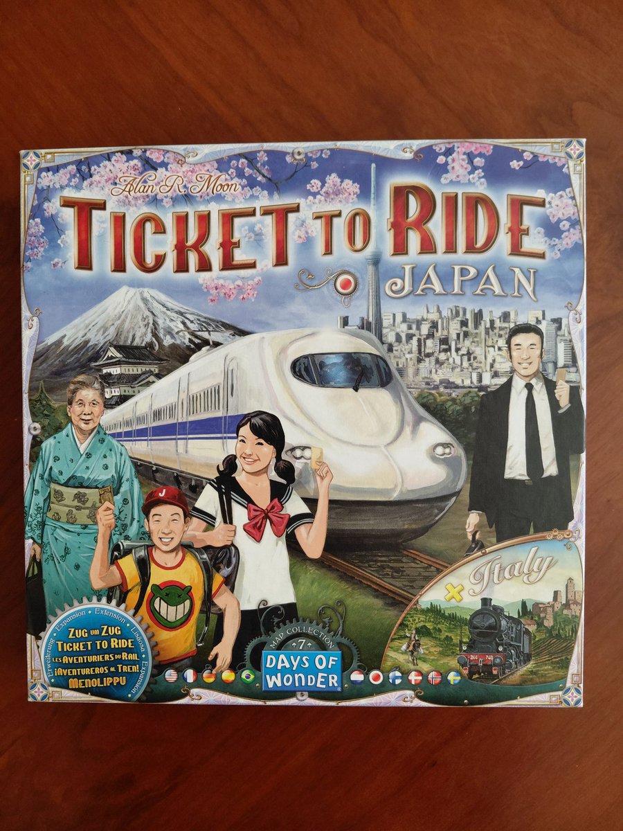 tompeske's tweet image. Next up is Ticket to Ride Japan. Both sides of the board are good (Italy on the flipside), but i admit I really like Japan best. At 3 players it gets really competitive.  #boardgames #tabletopgames