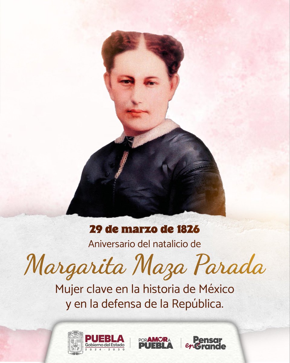 armentapuebla_'s tweet photo. Conmemoramos el aniversario del natalicio de Margarita Maza, una mujer clave en la historia de nuestro país, ejemplo de fortaleza, compromiso y amor por México. 📜🇲🇽 https://t.co/sH0Lii53Lk