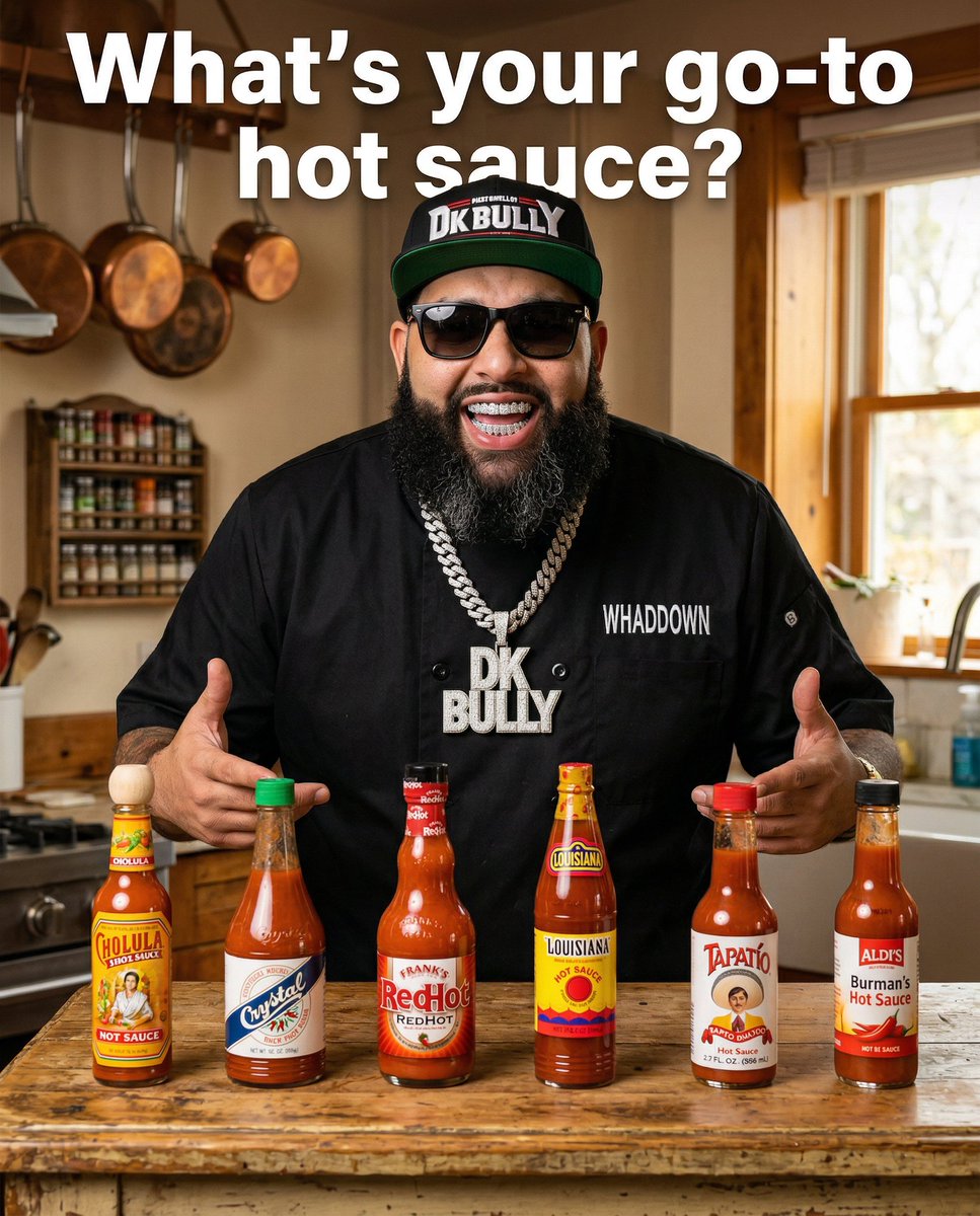 DK_BULLY's tweet photo. What’s your go-to hot sauce?My go-to is usually the Cholula, but I’m seeing that massive Aldi Burman’s steal in the mix too! Which one is the absolute essential for your tacos, pizza, or eggs? Let the debate begin! 🌶️🔥
​#hotsauce #spicyfood #fooddebate #AldiFinds https://t.co/HuroXqoyLi