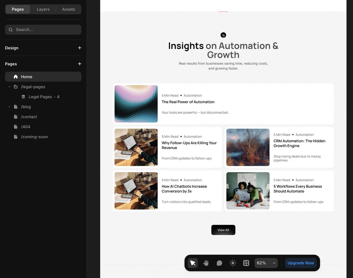 ajoy_liu's tweet photo. Putting the final polish on my new Framer template 👀
Just finished designing the blog system...
Clean layout, smooth reading experience and built to convert.
#framer #webtemplate #buildinpublic https://t.co/Jrlik97Efl