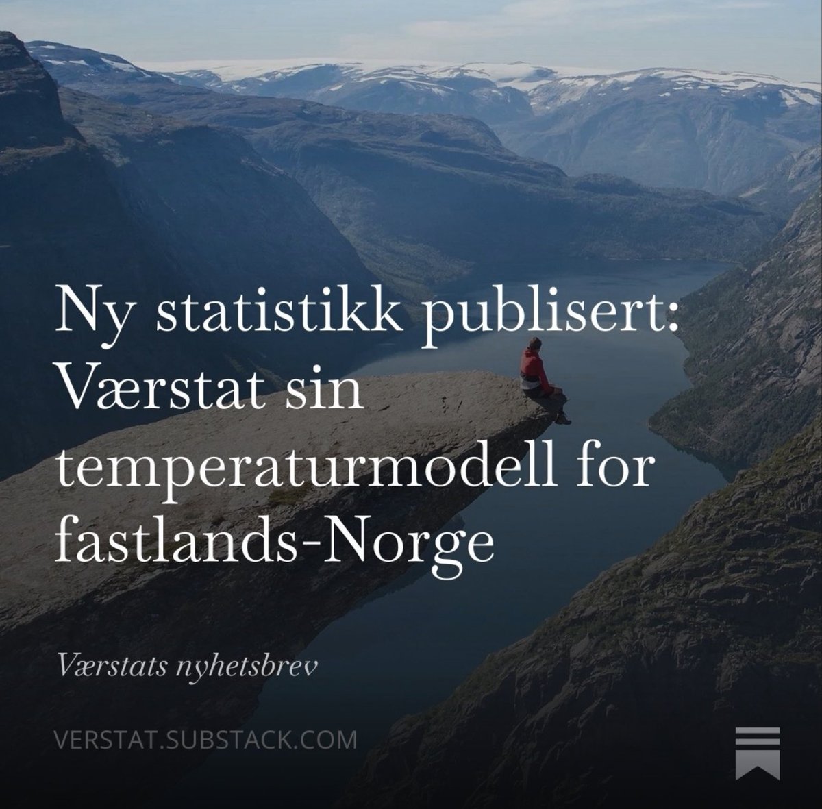verstat_no's tweet photo. Meteorologisk institutt har en estimeringsmodell for å beregne temperaturverdier for Norge. Men denne modellen baserer seg på et stort antall målestasjoner og det er vanskelig å ettergå beregningene som gjøres.

Værstat har derfor laget en egen temperaturmodell for Norge. https://t.co/gpi0kFGXGC