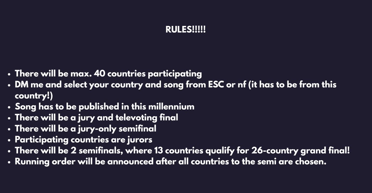 AlanLuk07's tweet image. ‼️IM ANNOUNCING ALANVISION SONG CONTEST!!!‼️

Main rules and calendar are on the photos, claim countries on DM to me!!!!

All questions talk in DM