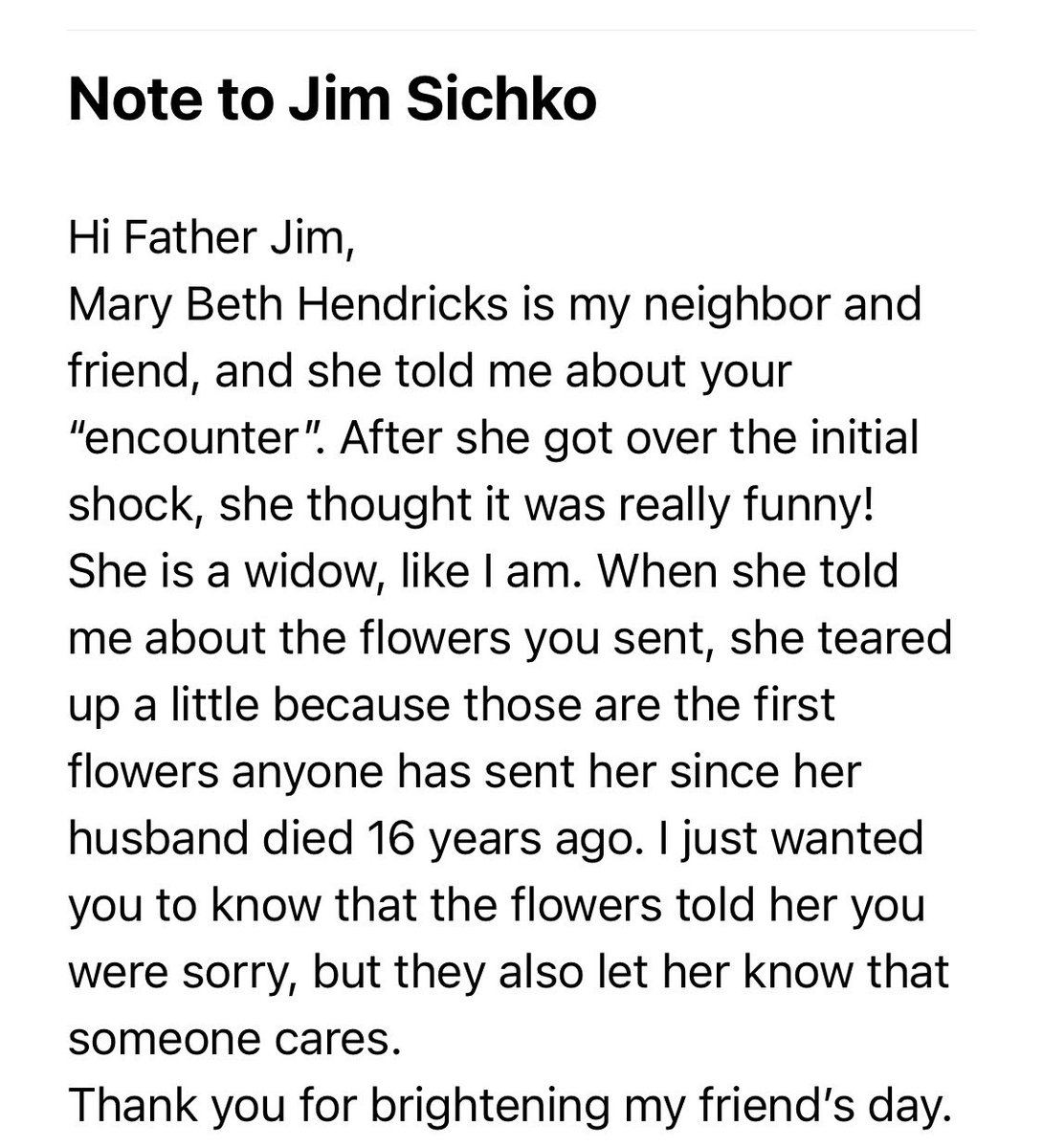 JimSichko's tweet photo. Remember the woman I unknowingly attempted to “car jack” this past week…..
#smallthingsmatter https://t.co/PrsE1UGv31