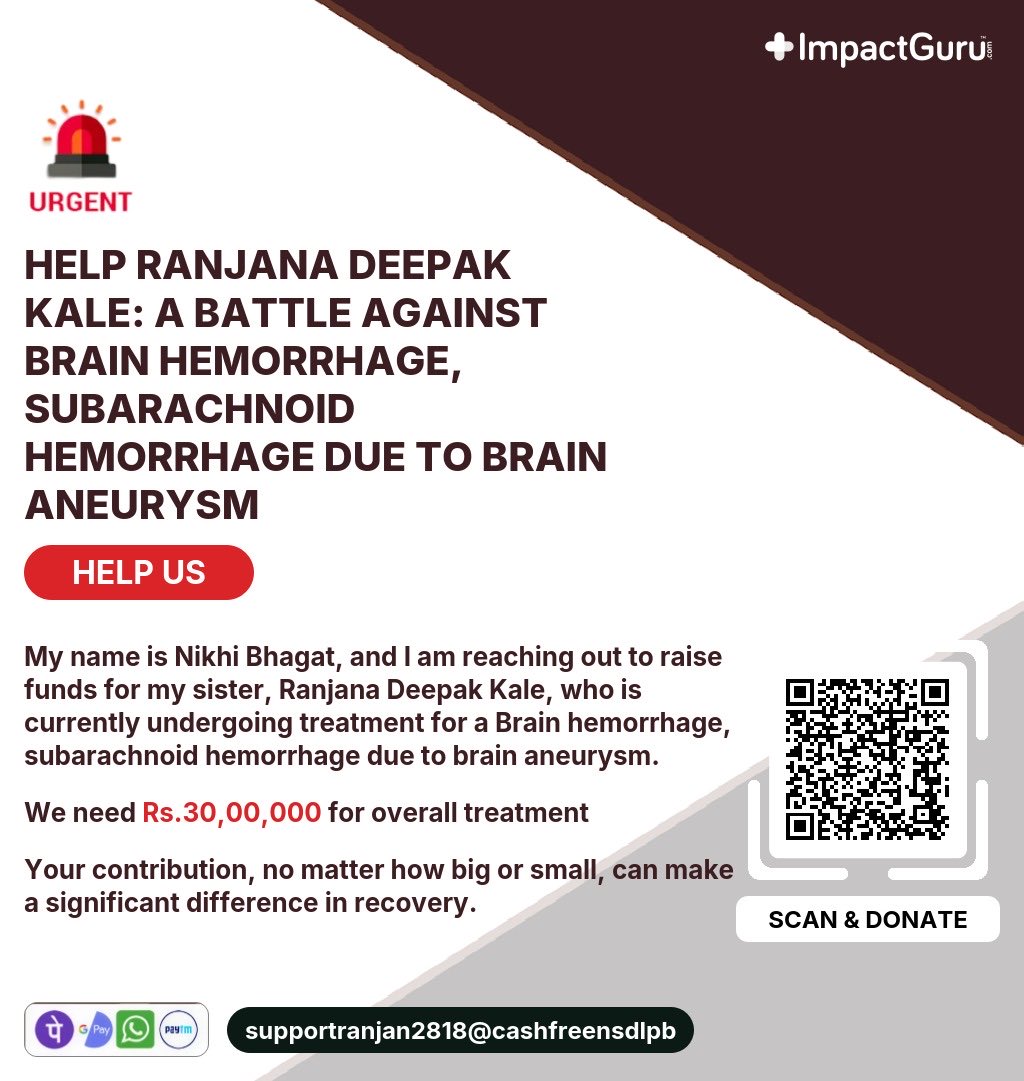 2nikhil2's tweet photo. @SoodFoundation With folded hands 🙏 I seek urgent help for my cousin sister (46), fighting for her life due to a brain hemorrhage (aneurysm) at Jupiter Hospital, Thane. We’ve spent ₹3.5L already; ₹30–35L needed, beyond our means.

Please help us save her I can share documents. https://t.co/wwYkbTt7pV