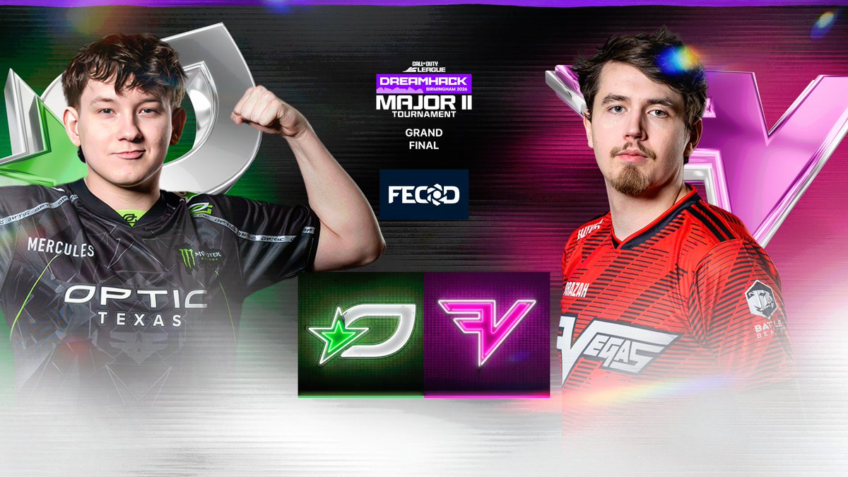 FECOD_es's tweet photo. Una victoria ser el campeón Major II 👑
¿Quién será el ganador de la Gran Final Del Major II?👀
@OpTicTexas vs @FaZe_Vegas en directo ahora
Lo relatan en nuestro co-stream
🎙️@MambaCaster
🎙️@Mayor_COD
https://t.co/iaoQ9kS3X6
Os esperamos
#CDL2026 #FECOD https://t.co/DejFRbVDSF