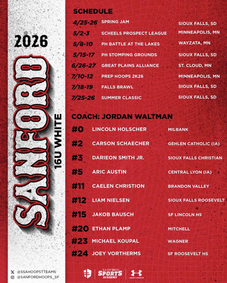 ssahoopsteams's tweet photo. 🏀 SANFORD SPORTS ACADEMY 1️⃣6️⃣U SQUADS‼️

The reveals are winding down… next up, our 16U squads 👀🔥

Battle-tested. Hungry. Built to perform.

Spring/Summer SZN loading… ⏳🏀

#SanfordSports | #StrongerTogether https://t.co/8BQLlrPPWl