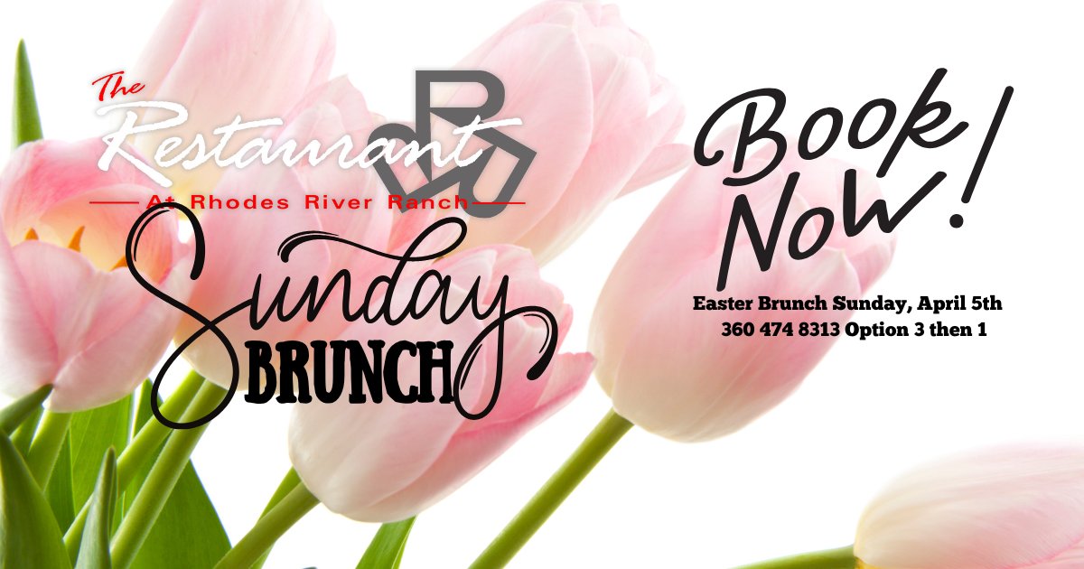 rrrrhodesranch's tweet photo. Join us today for a delightful Sunday Brunch at The Restaurant at Rhodes River Ranch this Sunday and Easter Brunch on April 5th.
Savor a fantastic meal and bask in memories and memory-making with the whole staff.
Reservations Required. 360-474-8313 Option 3 then 1. https://t.co/e628mN3OpN