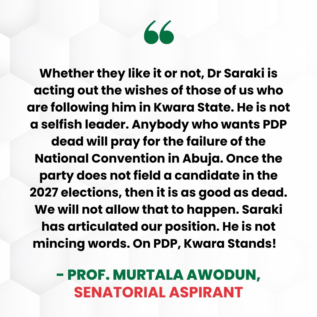 gentleola12's tweet photo. Kwara PDP Gubernatorial and Senatorial aspirants have this to say ahead of today's convention. PDP has a leader in Dr. Abubakar Bukola Saraki! #PDPNationalConvention https://t.co/pUo4VAzVdV