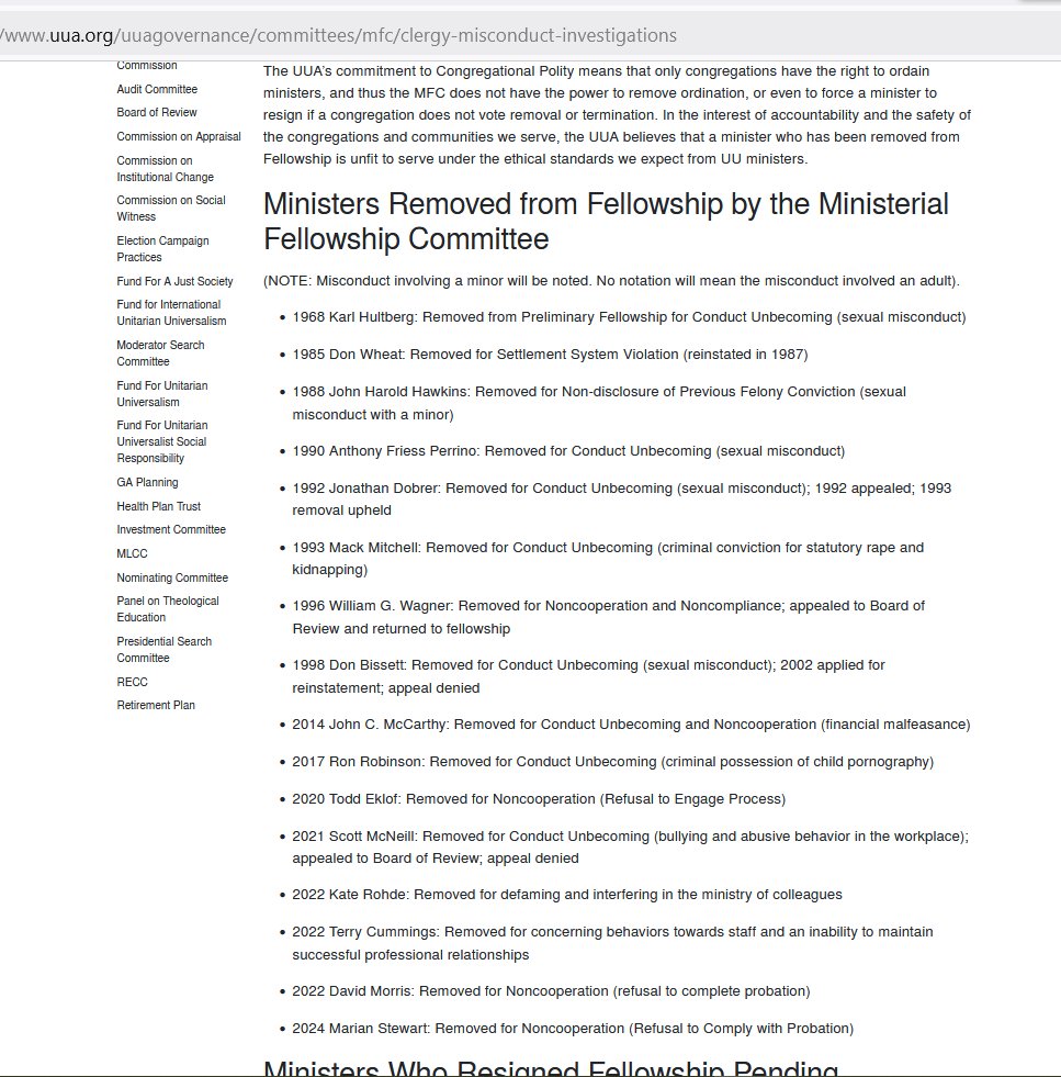 RobinEdgar's tweet image. That official @UUA list of #TheTipOfTheIceberg of "bad #Unitarian clergy" aka misconducting Unitarian Universalist ministers has been concealed by the #UUA.

I posted screenshots of that minimalist "less than transparent" list over a year ago:

emersonavenger.blogspot.com/2025/02/uua-mi…

#UUhistory