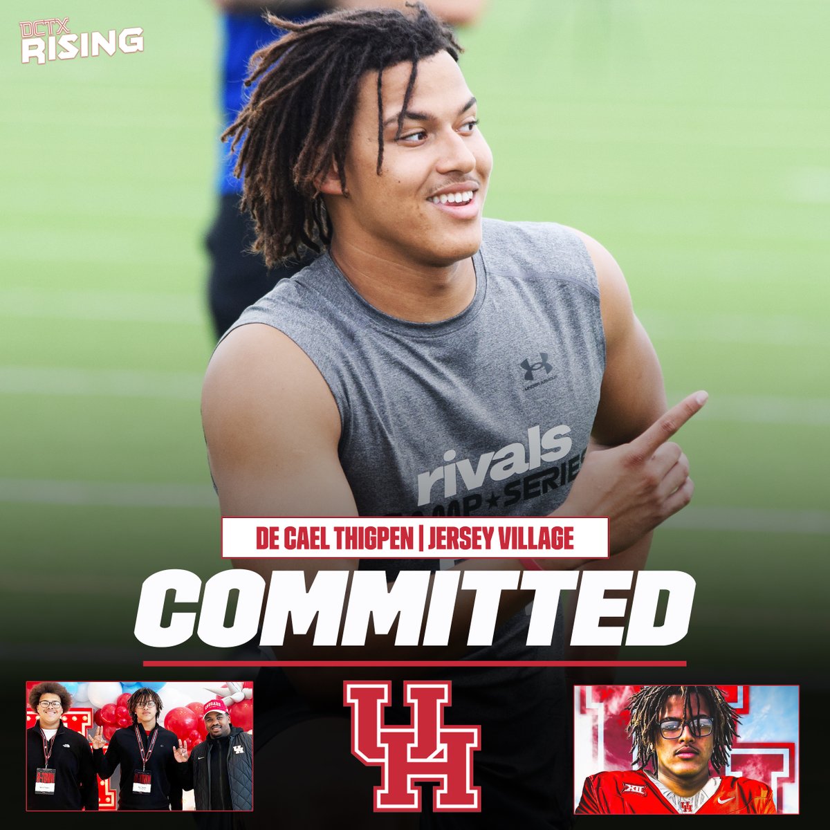 GPowersScout's tweet image. 3⭐️ Jersey Village DE Cael Thigpen announced his commitment to Houston yesterday, and I love the fit. 

#GoCoogs getting a good one to stay in-state!

✅Hot Motor
✅Versatility
✅Upside

Profile+ Highlights: 
texasfootball.com/recruiting/pla…