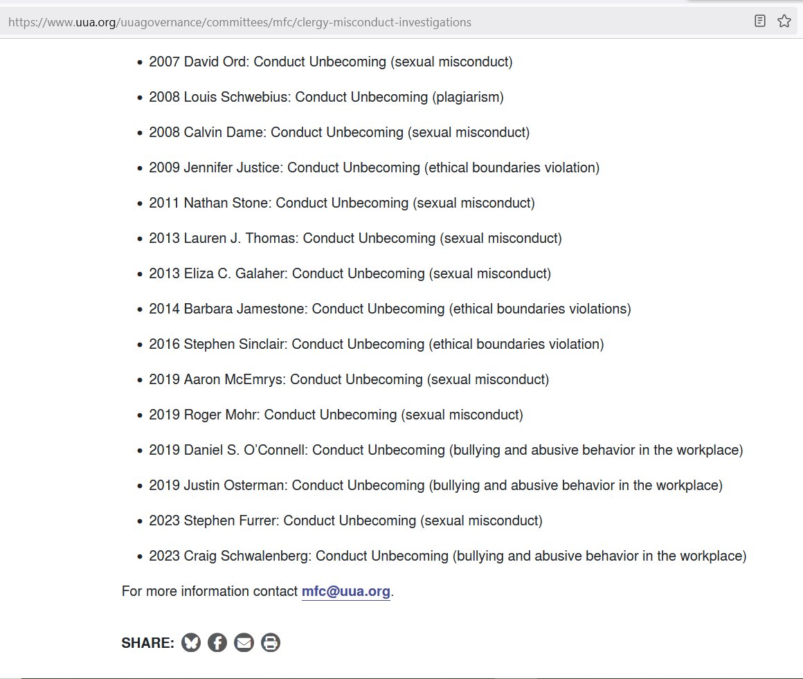 RobinEdgar's tweet image. That official @UUA list of #TheTipOfTheIceberg of "bad #Unitarian clergy" aka misconducting Unitarian Universalist ministers has been concealed by the #UUA.

I posted screenshots of that minimalist "less than transparent" list over a year ago:

emersonavenger.blogspot.com/2025/02/uua-mi…

#UUhistory