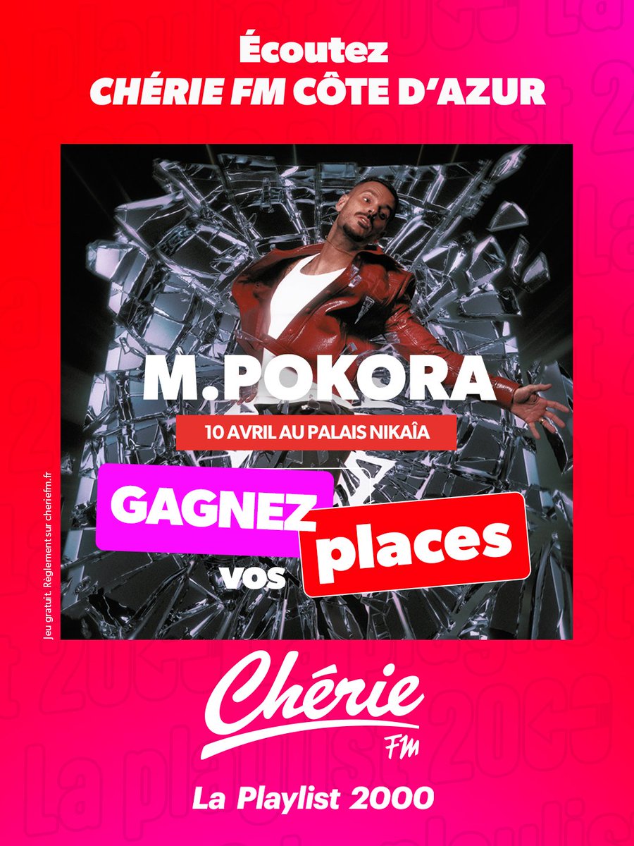 cheriecotedazur's tweet photo. Chérie FM vous invite au concert de Matt Pokora le 10 avril au Palais Nikaïa de Nice ✨️🎶

Ecoutez Chérie FM Côte d’Azur toute la journée pour gagner vos places 🎁

CHÉRIE FM, LA PLAYLIST 2000 !

#PalaisNikaia #mattpokora #Nice #nicecotedazur https://t.co/u7va3Ho70z