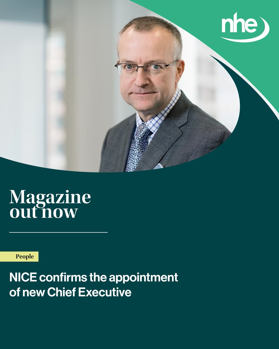 thenhenews's tweet image. 📢  @NICEComms has appointed Professor Jonathan Benger CBE as its new Chief Executive - taking the helm as NICE prepares for major reforms under the NHS 10 Year Health Plan from April 2026.

👉 mag.nationalhealthexecutive.com/issue-107-q1/p…

#NHS #NICE #HealthcareLeadership #HealthPolicy