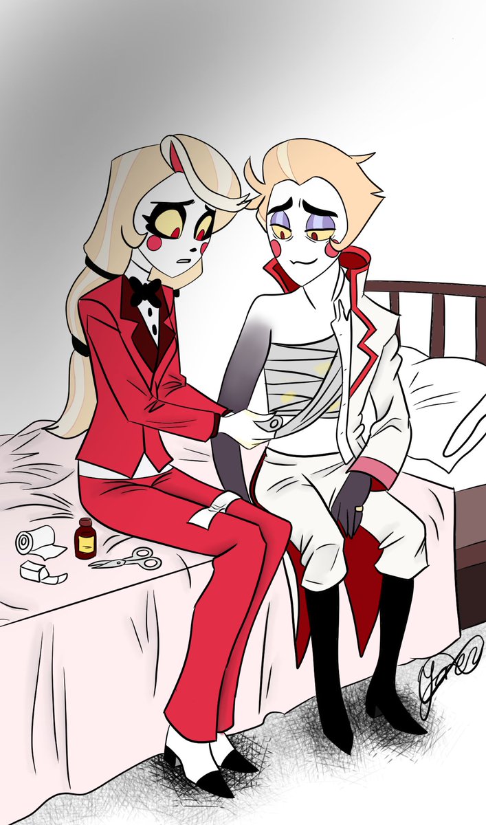 ShishinoLayla's tweet photo. It still requires care, right? Although your father is an immortal fallen seraphim. ⚕️🩹 🥰
That's hope, maybe when they returned to the hotel, Charlie took care of her father,behind the camera. 😉
#HazbinHotel #lucifermorningstar #charliemorningstar #HazbinLucifer #hazbincharlie https://t.co/DxnomSW2mT