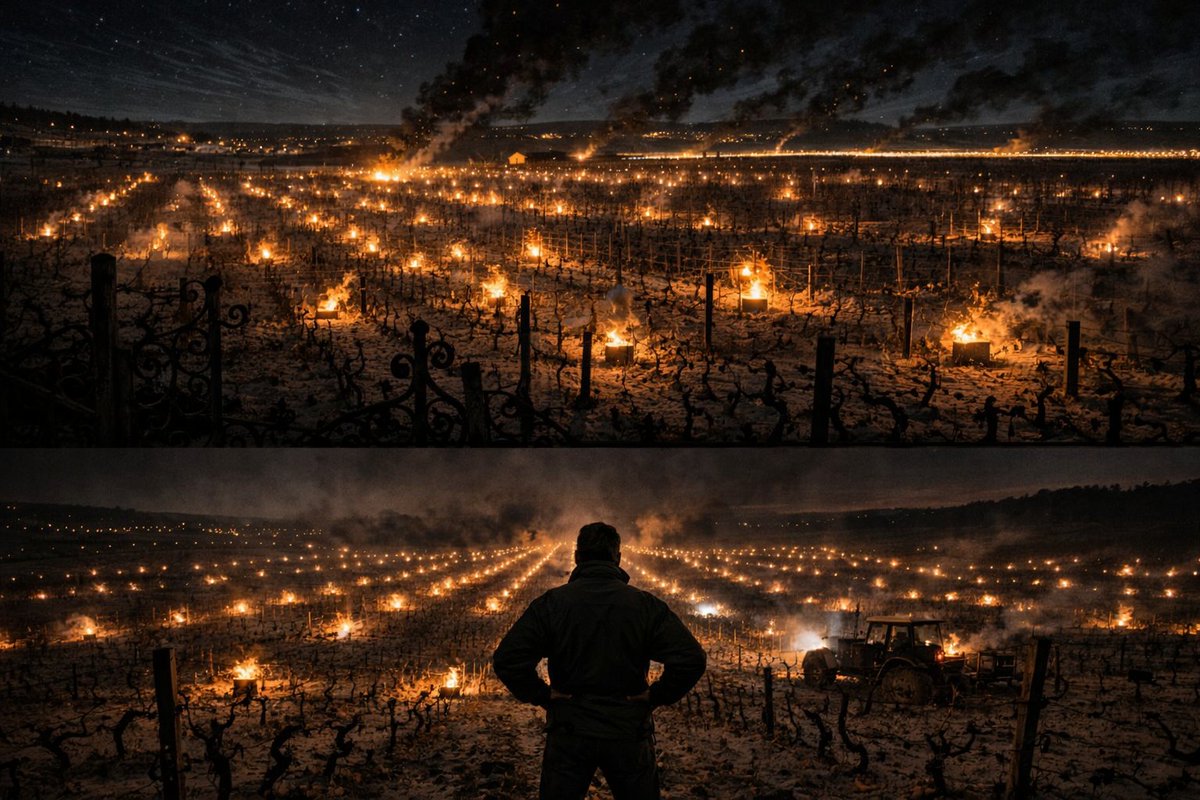 agafuta's tweet photo. Bastano poche ore sotto zero per perdere un’annata.

Côte de Beaune, notte di gelo.
Il vino si difende prima ancora di esistere.
https://t.co/WfqxFfADPY

#vino #Borgogna #agricoltura https://t.co/Ur5c8den55