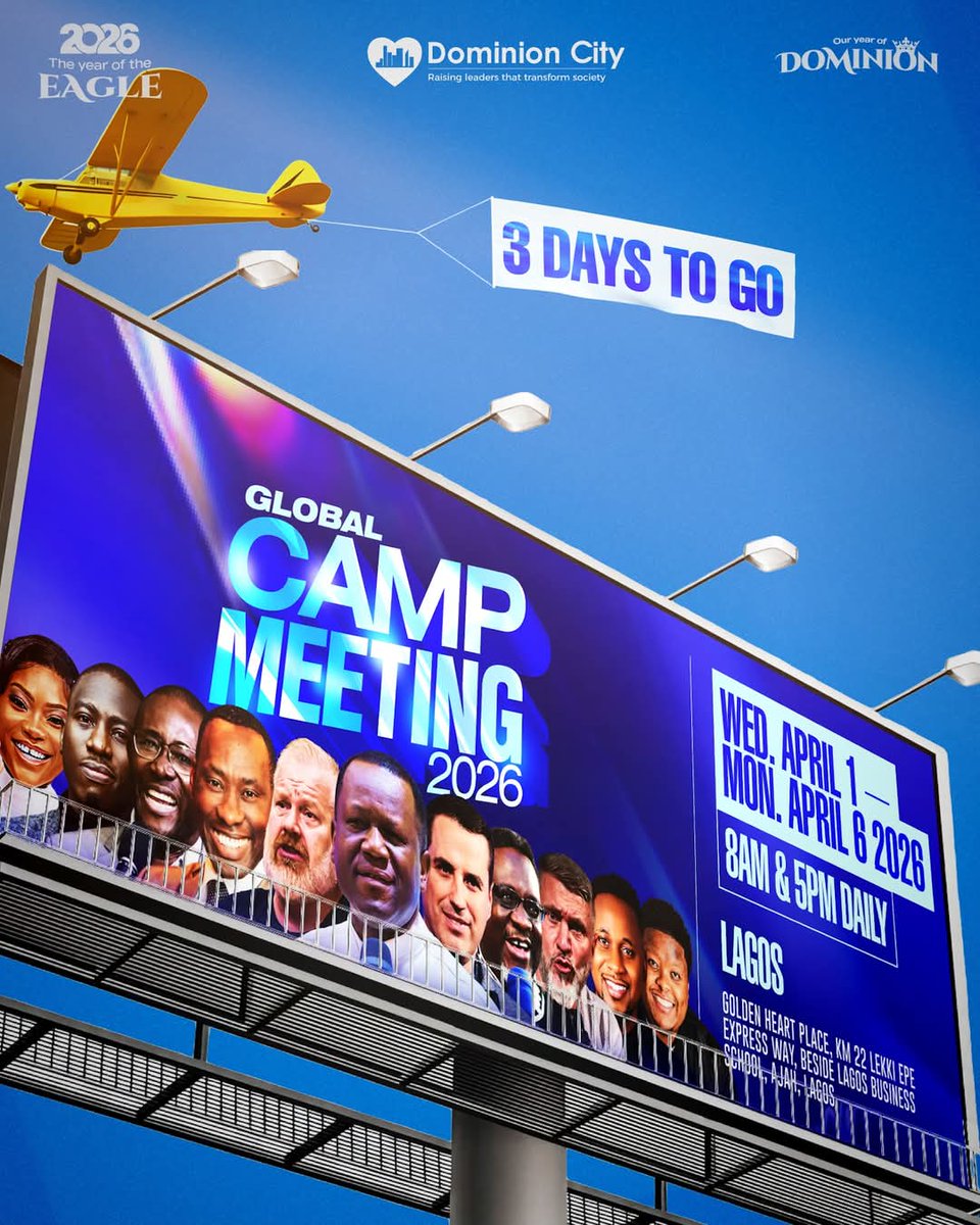 PstIjedinma's tweet photo. The final stretch is here, it's 3 days to go.

A weight of glory is descending upon Global Camp Meeting. 

As deep calls unto deep, the King is meeting us here.

See you in 72 hours.

#globalcampmeeting2026 https://t.co/Yy7GNU8Dya