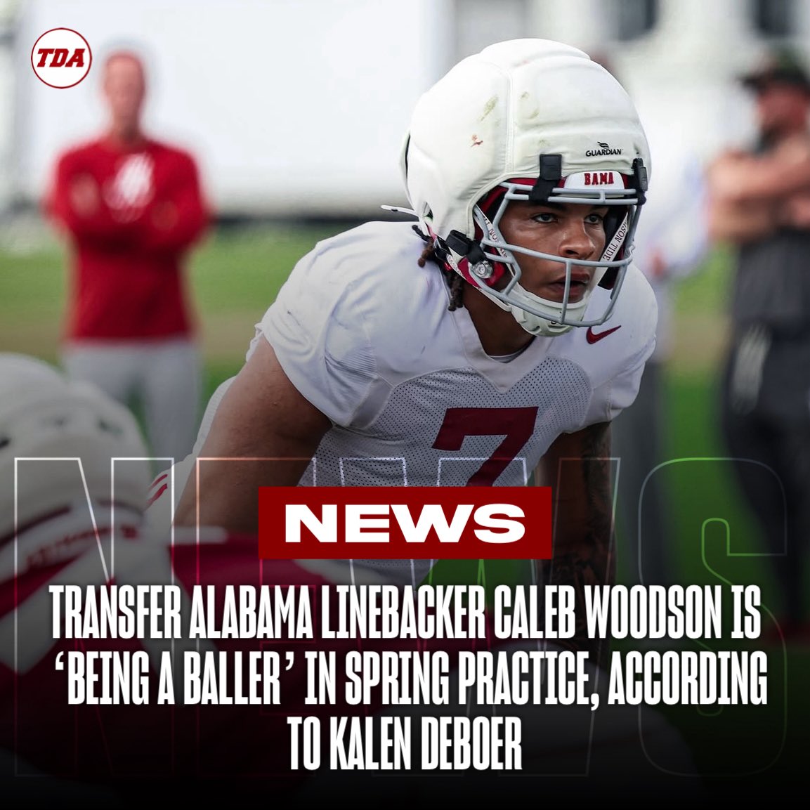 TDAlabamaMag's tweet photo. Transfer Alabama LB Caleb Woodson has STOOD OUT to Kalen DeBoer. 🔥

https://t.co/WdAi01jBti https://t.co/1LF6EFfzlW