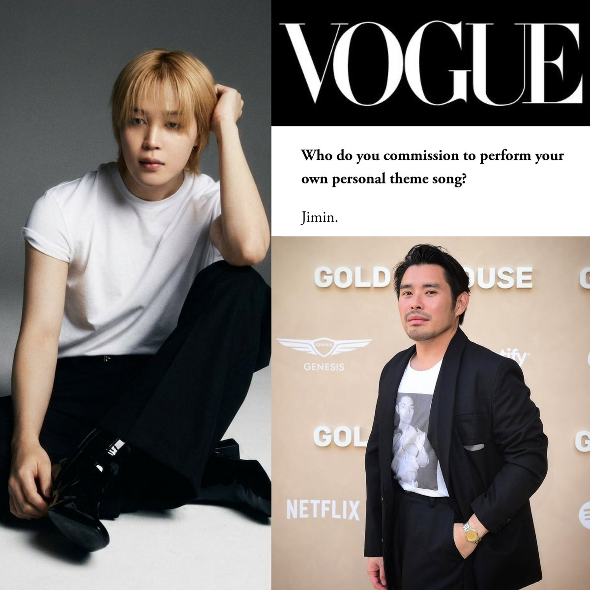 cocojm_0t7's tweet image. Filmmaker Bao Nguyen reveals his pick for a personal theme song composer—none other than Jimin ✨ (via #Vogue)

🗣️ : Who do you commission to perform your own personal theme song?

Bao Nguyen  : Jimin.