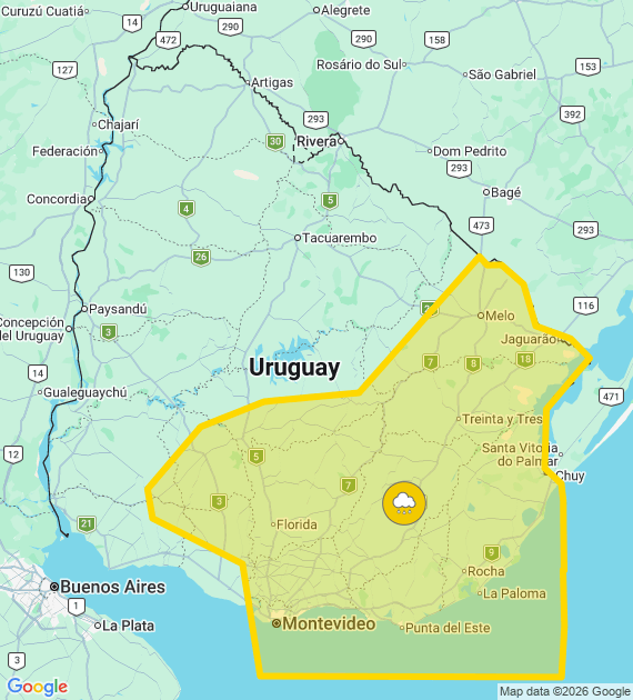 telelitoral's tweet photo. 🔴 | ALERTA METEOROLÓGICA
Hasta las 16:00hs.
Un frente semi-estacionario afecta el país, provocando tormentas, algunas fuertes. En esas zonas pueden darse lluvias intensas en poco tiempo, granizo, actividad eléctrica y rachas de viento fuertes. La situación sigue bajo monitoreo. https://t.co/JDWZNEQIWu