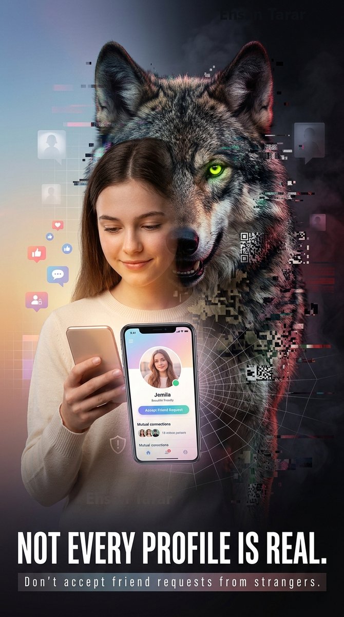 _ehsantarar's tweet photo. Not everyone online is who they claim to be.
A “friendly” stranger could be a scammer in disguise.
⚠️ Don’t accept requests from people you don’t know in real life.
⚠️ Think before you trust.
Stay alert. Stay safe.
#OnlineSafety #SocialMediaSafety #DigitalSecurity #cyberawareness https://t.co/FnWSuL1mKQ