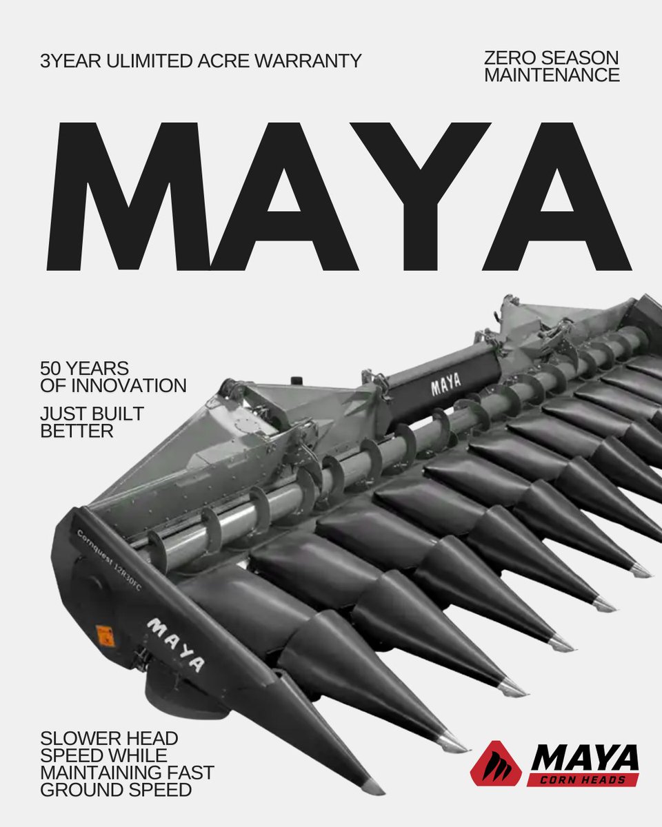 maya_cornheads's tweet image. Built tough, designed smart, and ready to perform in any field. Learn more at mayacornheads.com

#MayaCornHeads #BestInTheField #BuiltForTheField #AgEquipment #CornHarvest #HarvestConfidence #FarmStrong