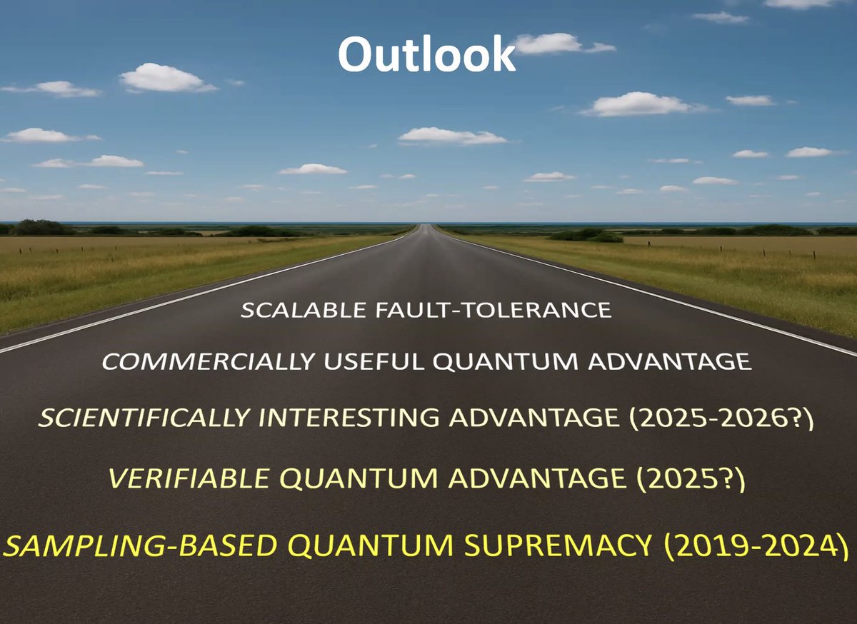 ryanmlarose's tweet photo. Scott Aaronson's outlook of quantum advantage at his @FRIBLab Advanced Studies Gateway talk "Why I think quantum computing works" today https://t.co/ozCwmcGnF7