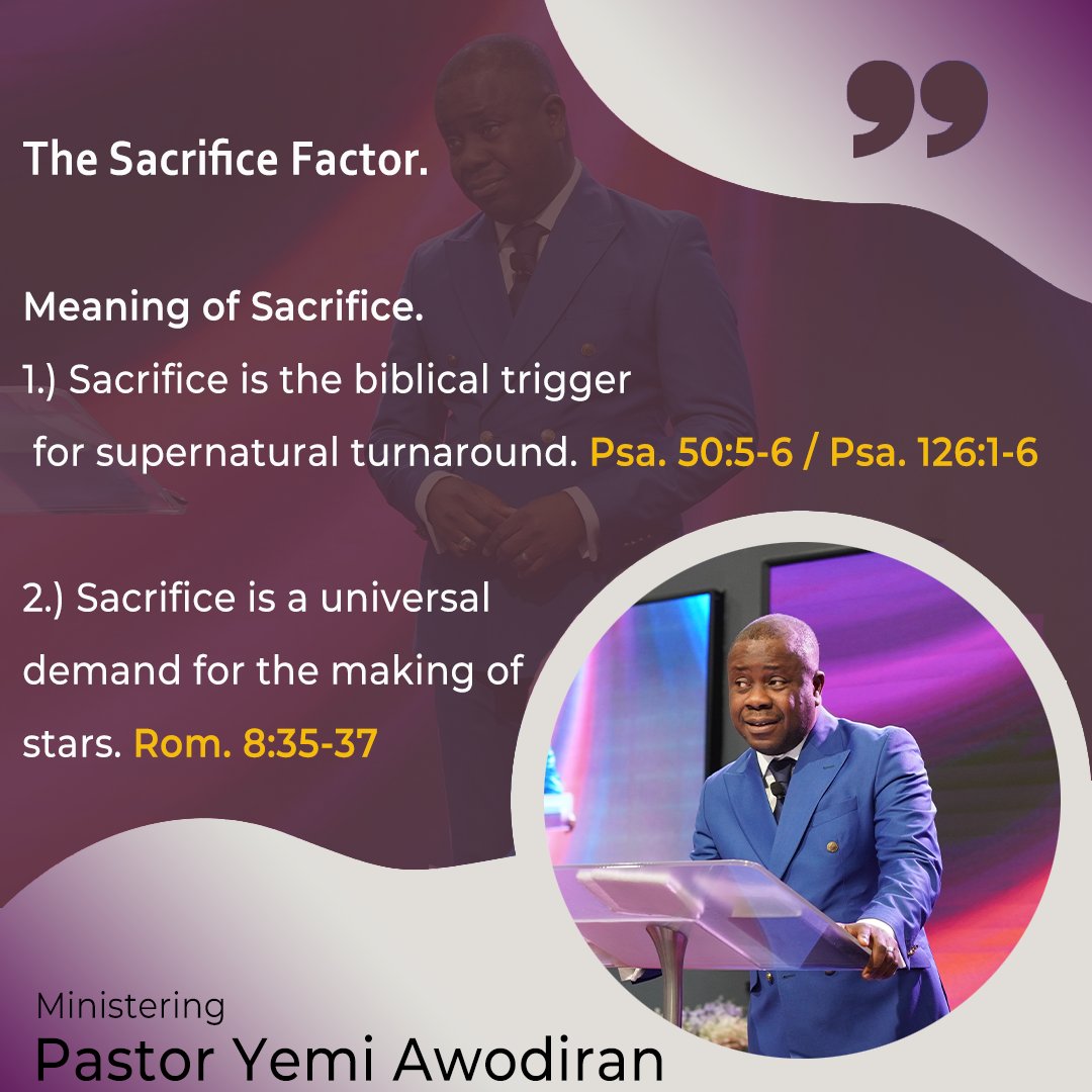 winnersedmonton's tweet photo. Teaching Series:
Understanding the Demands of Success (Pt. 5)
Message Focus: The Factor of Sacrifice
Pastor Yemi Awodiran
"Without scars you cannot be a star and that scar is Sacrifice"
#SettlementService
#LfcLiveService
#OpenDoors2026
#Winnerschapeledmonton https://t.co/V4jy8kr3TA