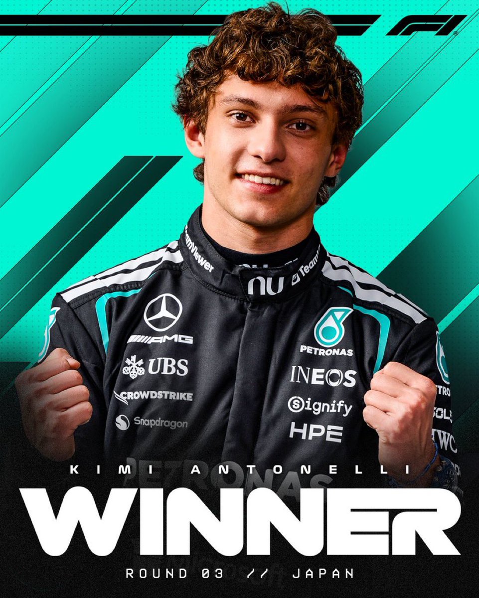 MemoRuede's tweet image. 2da Victoria consecutiva del italiano Kimi #Antonelli ahora en #GPJapón #JapaneseGP y es líder del campeonato 2026 #F1 lo siguieron O2 #Piastri y P3 #Leclerc