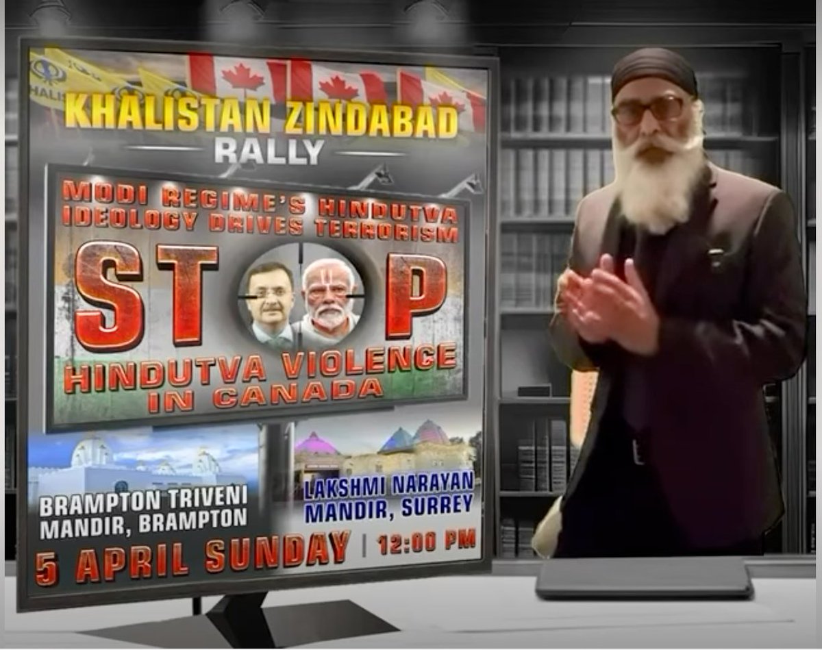 hindu_canadian's tweet photo. Canadian Hindu Volunteers — Statement on Planned Khalistani Extremist Protests at Hindu Temples — April 5, 2026
We stand resolute and unwavering.
Gurpatwant Singh Pannun, a US-based individual designated as a terrorist under Indian law, and his organization Sikhs For Justice, are calling for protests directly outside Triveni Mandir in Brampton and Shri Lakshmi Narayan Mandir in Surrey on April 5, 2026. 
We are calling this out for exactly what it is. Not a protest. Not free speech. Targeted intimidation of a religious minority community at their sacred places of worship, on Canadian soil.
Our temples are not protest sites. They are not political stages. They will not be surrendered to intimidation.

On November 3, 2024, at Hindu Sabha Temple in Brampton, Khalistani extremists attacked women, children, elders, and peaceful devotees in broad daylight simply for practicing their faith. That was not spontaneous. It was not isolated. 

CSIS has warned repeatedly that Canada-based Khalistani extremists represent a serious homegrown security threat. And yet here we are again, bracing for another deliberate provocation at our temples.

Sikhs For Justice claims to stand for justice. But what justice looks like to them is organizing intimidation campaigns outside minority places of worship, calling Hindus disloyal to Canada, and telling an entire community to leave the country. 
That is not advocacy. That is Hinduphobia. That is extremism with a megaphone and a social media account.
We want to be absolutely clear. The vast majority of Canadian Sikhs are our neighbours, our colleagues, our family, and our friends. 
This is about a fringe extremist network exploiting Canadian freedoms to threaten, intimidate, and silence Canadians.
Targeting a temple is not a protest. Disrupting worship is not free speech. Organizing a march to the doorstep of a house of prayer to threaten its congregation is coercion, plain and simple.
Parliament has moved to strengthen the law through Bill C-9 and related Criminal Code provisions. Bubble zones were introduced around Brampton temples after earlier attacks. These protections exist because this community has already been failed once. They must not be failed again.
We issue an urgent and direct call to law enforcement and all levels of government. Be present. Be visible. Be decisive. Enforce Criminal Code provisions on hate propaganda, intimidation, mischief to religious property, and public order offences. Ensure safe and unrestricted access to their places of worship for for every Canadian. 
Canada's promise of pluralism is only meaningful if it is enforced equally for all communities. We will not be silent. We will not be moved. We will not be kept from our temples.
Enough is enough.
@PierrePoilievre @MarkJCarney @fordnation @MelissaLantsman @AnitaAnandMP @ChandraArya @PatrickBrownOnt @dave_eby @DLeBlancNB    @AndrewScheer   @arpaankhanna @KamalKhera_ @PeelPolice @OPP_HQ @rcmpgrcpolice @csiscanada @Safety_Canada @SurreyPS @ChiefNish @gary_srp @brendalockebc @SurreyMayor @CityBrampton @CityofSurrey @OurCommons @CBCNews @CTVNews @TorontoStar @globeandmail @CP24 @CityNews @nationalpost @TorSun @RebelNewsOnline @ThePostMillennial @GlobalNewsTO @680NEWS @JordanBPeterson @ezralevant @brianlilley @ChantalHebert @MargaretAtwood @KevinOLearyTV @MarkSlapinski @davidakin @VassyKapelos @EvanSolomon @PnPCBC @NavneetAhluwalia @CanadianPress 
#HinduCanadiansUnderAttack #ProtectOurTemples #Hinduphobia #KhalistaniExtremism #Khalistan #TriveniMandir #Brampton #Surrey #LakshmiNarayanMandir #cdnpoli #onpoli #bcpoli #NoHateInCanada #EnoughIsEnough #HinduCanadians #April5 #ReligiousFreedom #ProtectPlacesOfWorship #CanadaHindus #TempleNotAProtest #HomegrownTerrorism #HinduSabhaTemple #CBKE #SikhsForJustice #Pannun #FreedomOfWorship #StopHinduphobia #CanadianValues #PluralismForAll