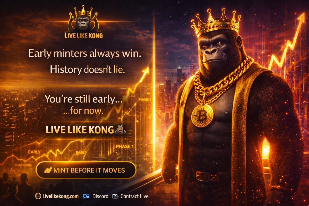 NFT2BC's tweet photo. Early minters always win.
History doesn’t lie.
You’re still early… for now.
LIVE LIKE KONG 🦍
👉 Mint before it moves: https://t.co/C87DK7yJhB

🎟️ Discord: https://t.co/rLxN2Hblwe
⚔️ CA: BS4oD5UnGUHeH1n8RyjG4eCMXLD8piHTZHhyq4E7KYpb

#NFTdrop #Web3Community https://t.co/rr55oGyXnj