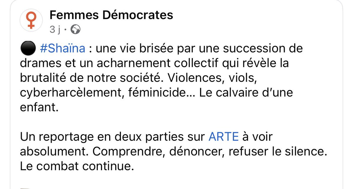 #Shaïna Mépris, non prise en compte de sa parole, misogynie,... jusqu'au pire 👉 Documentaire sur #artetv <a href="/Femmes_Dem/">Femmes Démocrates</a> Lien : arte.tv/fr/videos/1184…