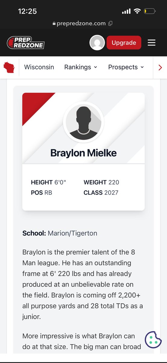 BraylonMielke25's tweet photo. ‼️C/O 2027 RB‼️
Thank you @PrepRedzone for the write up! 

@prepredzone @trentonluera14 @prepredzone @prepredzonewi @MJ_NFLdraft @joebaldasari @MWFBrecruiting @FootballWiac @OJW_Scouting @NWahlscouting https://t.co/xMZUyZUJ31