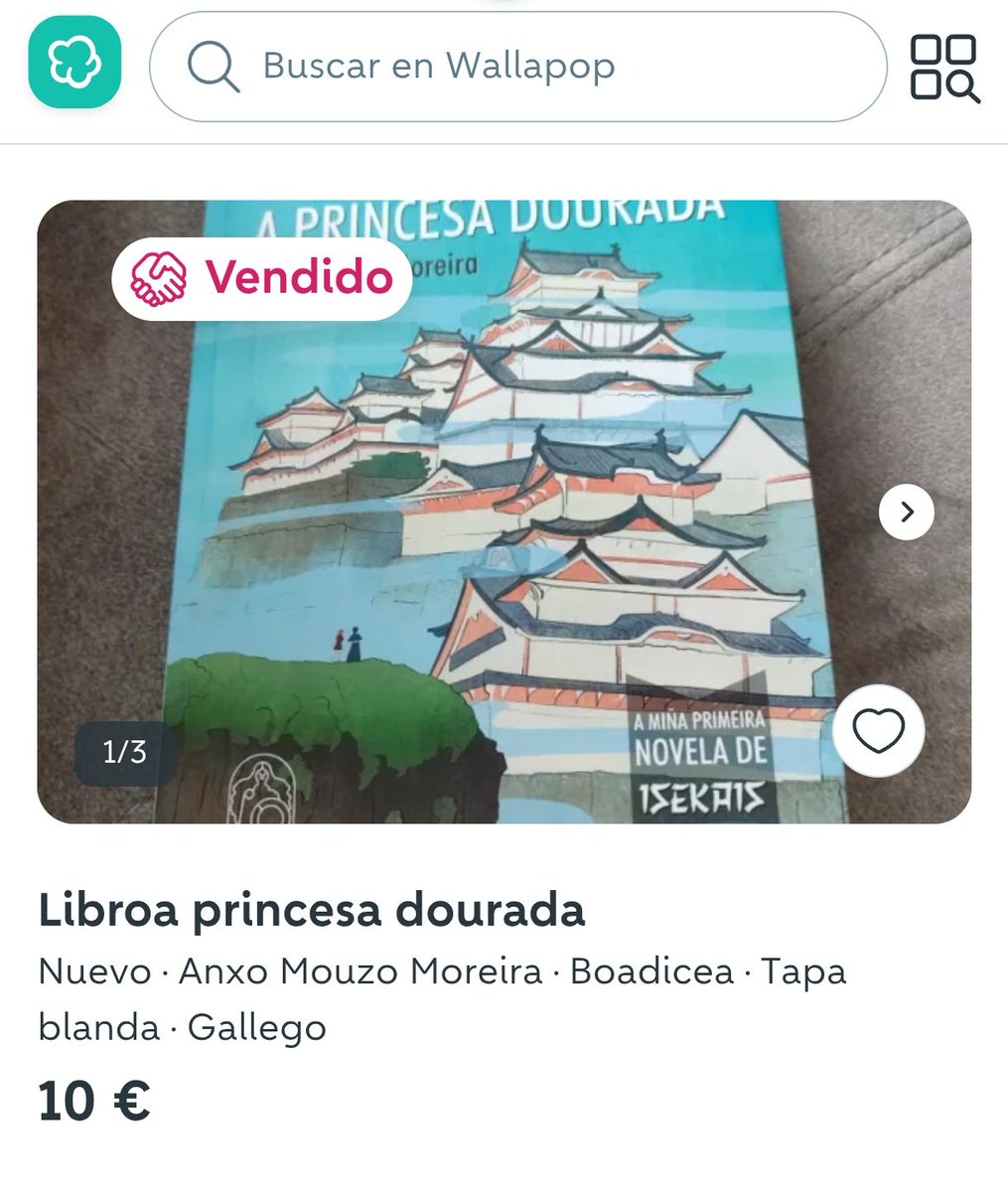 Pexegho7's tweet photo. Hai pouco coa saída da miña primeira novela fun dar unha charla a un instituto e sortearonse varias copias. Unha semana despois xa había un dos libros á venda en wallapop, e claro, merqueino.
A vendedora díxome que a novela estaba mui chula, espero que teña razón 😅 https://t.co/SmGufIU4ac