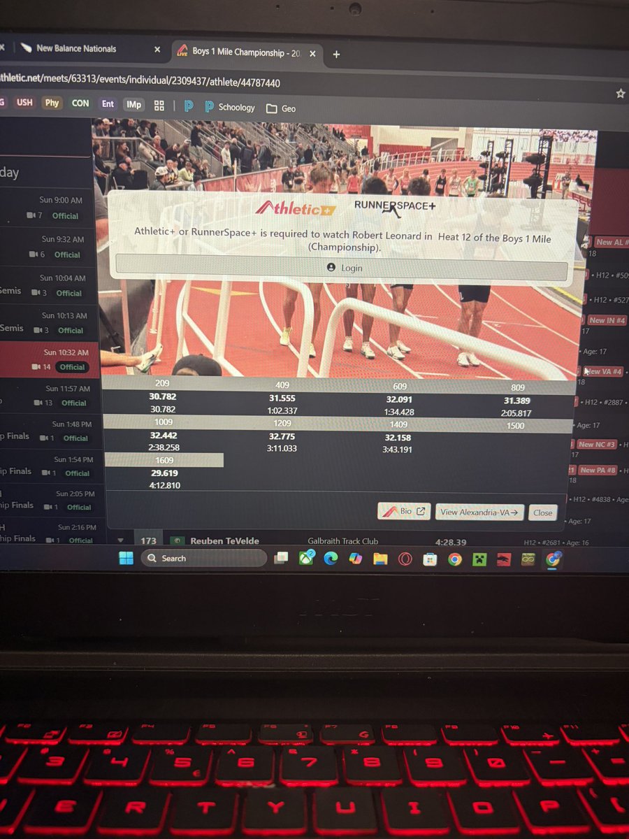 RobertLXCTF's tweet photo. New Balance Nationals Indoor 2026
Heat 12/14 Championship Mile 
4:12.81 - 27th
Great experience, super packed race, closed in 29 seconds for last 200! https://t.co/1ZRY7p7wiW