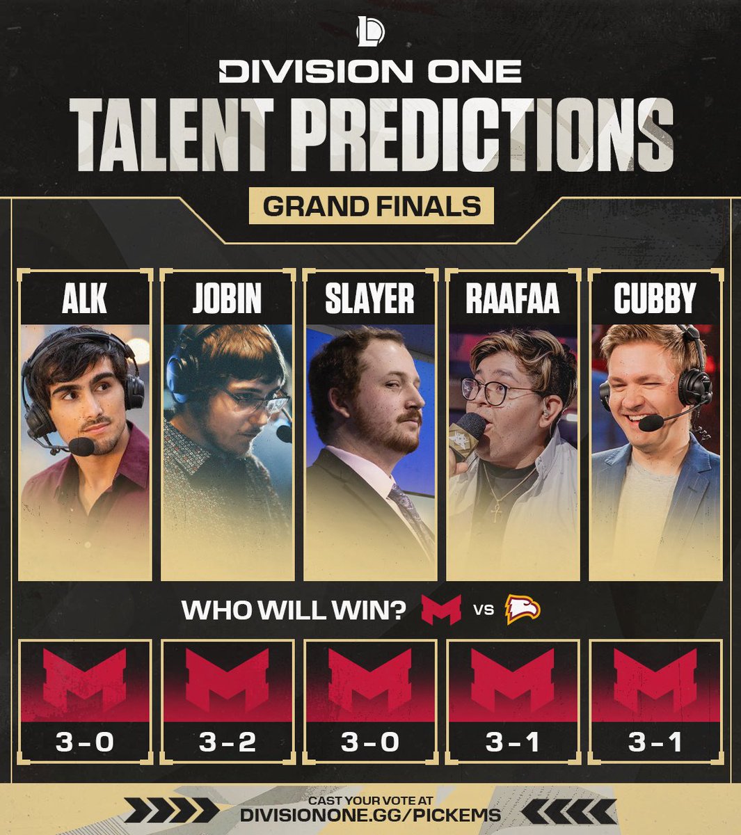 DivOneEsports's tweet photo. Only one way to find out who is right. Tune in live to the #DivOneLoL grand finals tonight at 5pm CST https://t.co/KHPzhIl3An