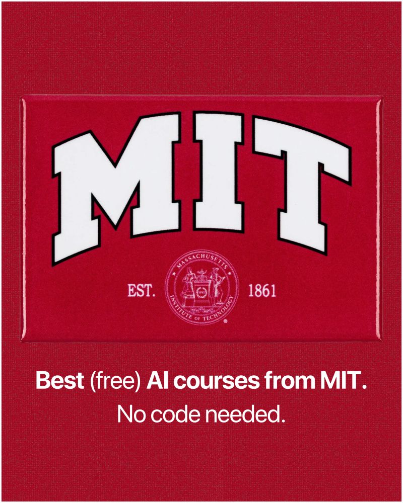 Shruti_0810's tweet photo. 🚨Stop paying ₹50,000+ for AI courses.

MIT OpenCourseWare just dropped 11 FREE AI courses that can make you job-ready.

No paywalls. No fluff.

Here are the best ones 👇

1. AI 101

→ Start from zero. Build real intuition.

🔗https://t.co/mvtfe9r8h3

2. Deep Learning Bootcamp

→ Neural networks, hands-on (not theory BS)

🔗https://t.co/bVpc57vts6

3. Artificial Intelligence
→ Problem-solving + ML foundations

🔗https://t.co/pX5I7seWGq

4. Machine Learning Intro

→ The actual algorithms you’ll use

🔗https://t.co/F2zpsNnWH2

5. How to AI (Almost) Anything

→ AI + creativity (music, art, systems)

🔗https://t.co/je34AASXs1

6. Data + ML Thinking

→ Solve real-world problems with data

🔗https://t.co/gkHr85UEXB

7. AI in Education

→ Understand how AI is reshaping learning

🔗https://t.co/SaItreHOd5

8. Algorithms

→ The backbone of every serious AI engineer

🔗https://t.co/K2Gq6x36nh

9. Generative AI

→ Learn how models like ChatGPT actually work

🔗https://t.co/ATR7thRlxj

Most people fail because they:

❌ Jump between topics
❌ Watch without building
❌ Quit in 2 weeks

Do this instead:

→ Pick ONE track
→ 30–45 min daily
→ Build small projects

This is literally a ₹0 roadmap to AI mastery.

Bookmark it.
Use it.
Win.

♻️Share this — someone needs it.