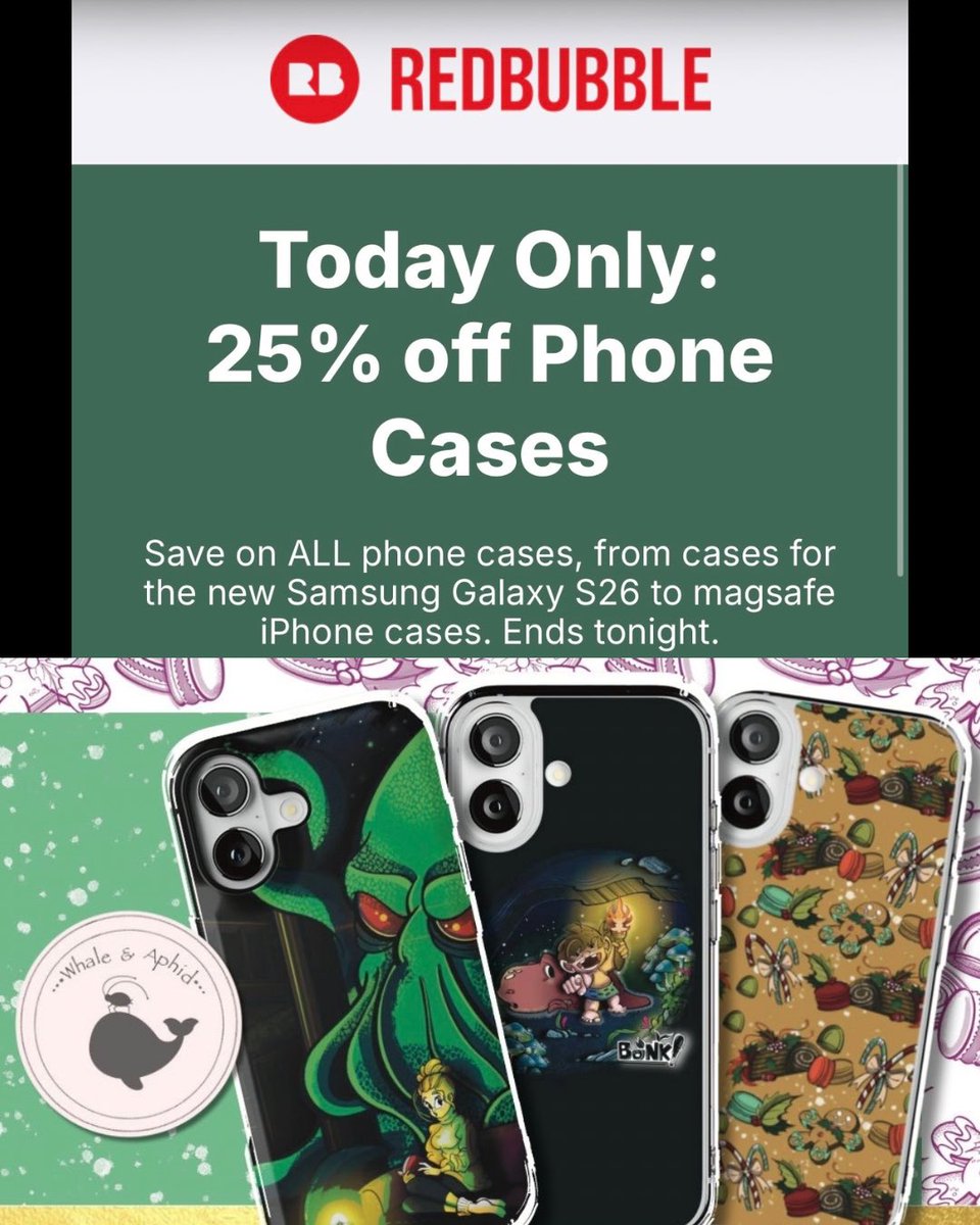 victoria_marble's tweet image. 📱TODAY ONLY📱 25% off PHONE CASES on #redbubble ! There is a #phonecase for nearly every @ whale_and_aphid design for both iPhone &amp;amp; Android devices ✨ Be sure to check it out before the sale ends! #salealert #techaccessories #iphone