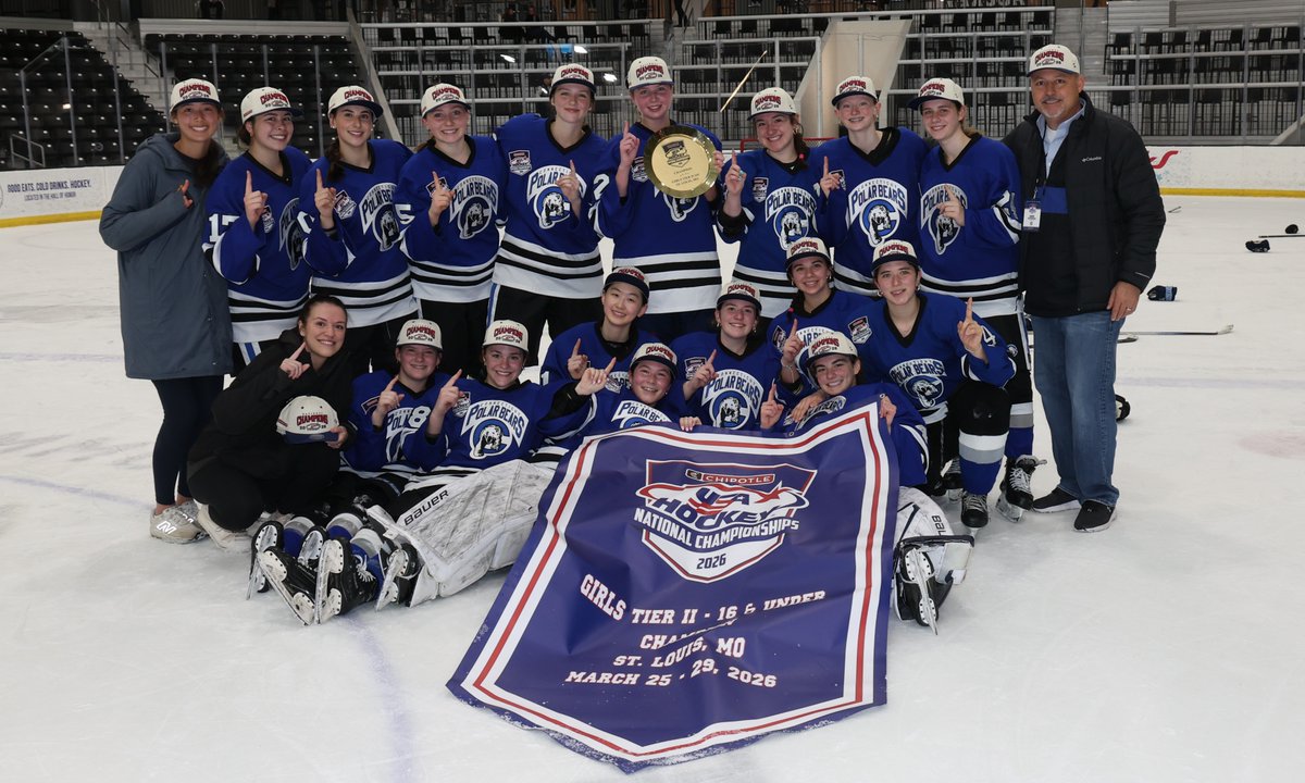 usahockey's tweet photo. National Champs!🏆
The CT Polar Bears take the 2026 @ChipotleTweets-USA Hockey Girls Tier II 16U 2A National Championship title.

#USAHNationals game recap: https://t.co/mGPwo7jPzz https://t.co/jiYHf4Eji8