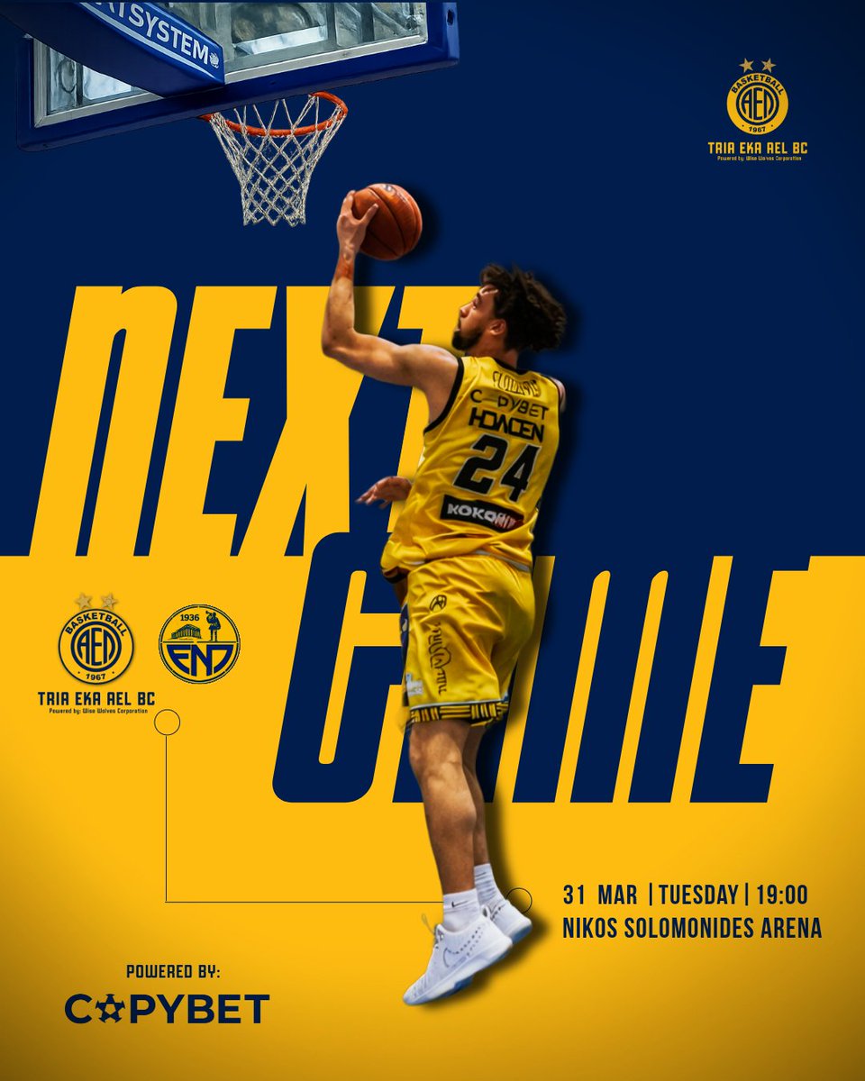 ael_bc1967's tweet photo. ▶️ 𝗡𝗘𝗫𝗧 𝗚𝗔𝗠𝗘
🆚 Paralimni
🗓 Tuesday, 31st March
⌚️19:00
🏟️Nikos Solomonides Arena
👕 The cup winners’ jerseys will be available for sale.
📲 #AELBC #AELENP #TheQueen #Basketball
🦁 Come On Lions!
💪 Let’s do it https://t.co/Z4aKKydQqp