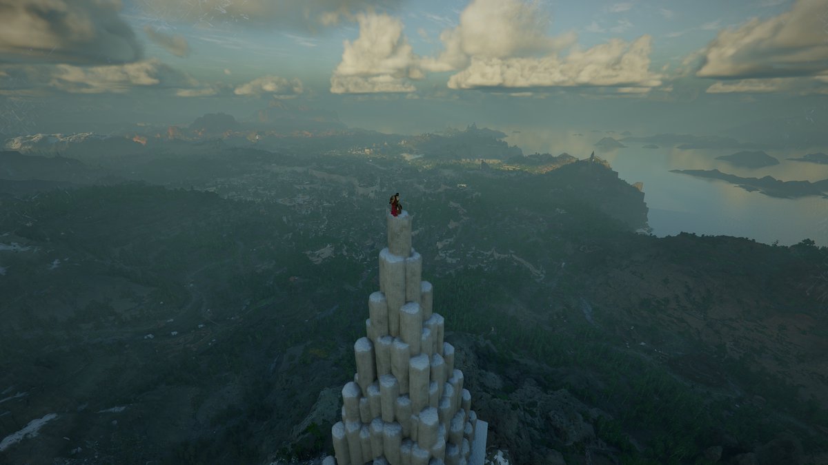 CornishDaveLive's tweet photo. Reached the highest point in Crimson Desert… top of the Spire of Stars 🌌⛰️

The climb was no joke, but this view? Absolutely unreal. The whole world stretches out beneath you—mountains, oceans, and endless adventure waiting below.

#CrimsonDesert #GamingPC #OpenWorld #GameShots https://t.co/M7kyttbRGe