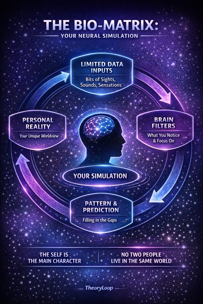 TheoryLoop's tweet image. Simulation Theory breaks down the mental shortcuts that shape your world — the patterns, the assumptions, the invisible scripts you run without noticing. When you see the code, you stop reacting and start choosing.
theoryloop.org/simulation

#SimulationTheory #TheoryLoop