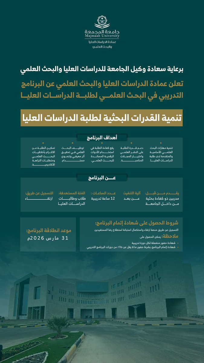 عمادة الدراسات العليا والبحث العلمي tweet media