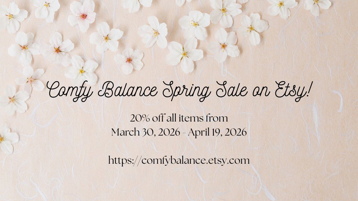 jessicalburrow's tweet photo. Comfy Balance Spring Sale! 20% off all items from
March 30, 2026 - April 19, 2026

https://t.co/nnLTHxuCmX https://t.co/uZQxEZhx3f