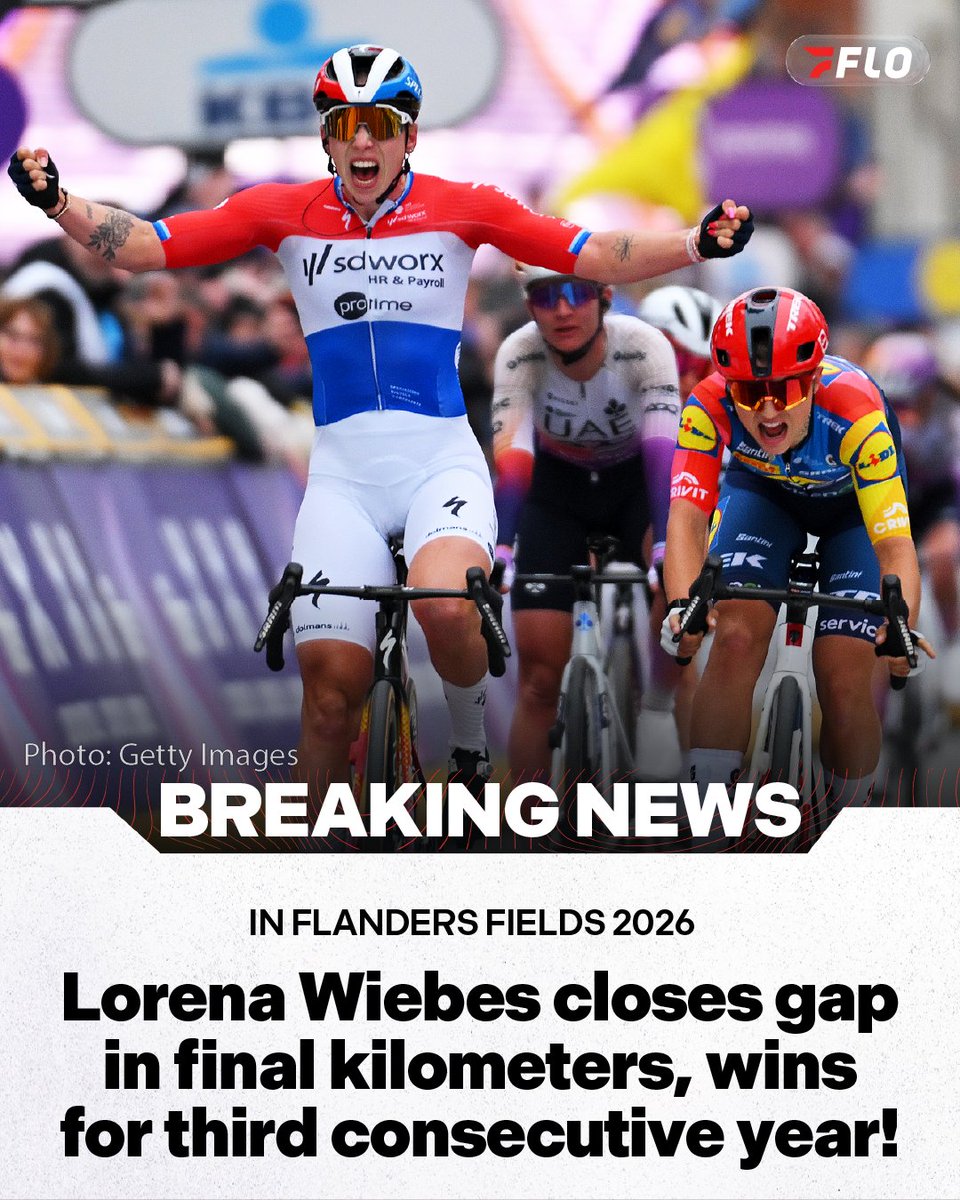 flobikes's tweet photo. Lorena Wiebes of the Netherlands reacted to every move, closed a gap in the final kilometers and made history by winning In Flanders Fields for the third consecutive year. #FlandersFields https://t.co/Y0qhJwadQj