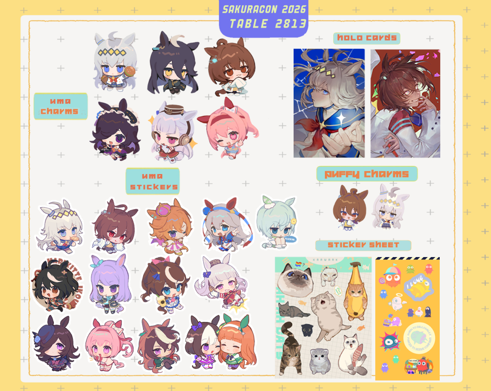 krawark's tweet photo. My #sakuracon2026 catalog uhhhhhhhhhhhhhh table is 2813!
I will also bring my fanfes sticker for WoL trade✌️ https://t.co/J9r2zw7JZB