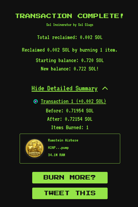 RamsteinSOL's tweet photo. DEV BURNED ALL HIS TOKEN! $RAM
ca: H2APBWYQq2CPGUSuY1jLNipVExhdUT78sa4u6Lgdpump
#solana #pumpfun https://t.co/ZmdVE8bSdl