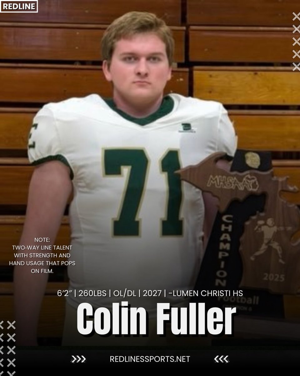 colinfuller27's tweet photo. Honored to be named a sleeper OL by Redline Sports Network.
Still early. Just getting started.

https://t.co/hVed5NKAzY https://t.co/R1myYXY1Lf