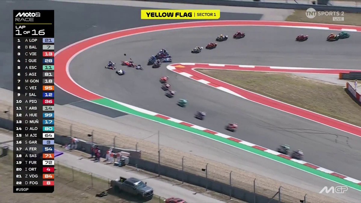 bikesontnt's tweet image. HUGE INCIDENT AT T11 😱

Red Flags out and thoughts with all the riders receiving medical attention ❤️‍🩹

#Moto2 | #MotoGP | #USGP | Live on TNT Sports and HBO Max